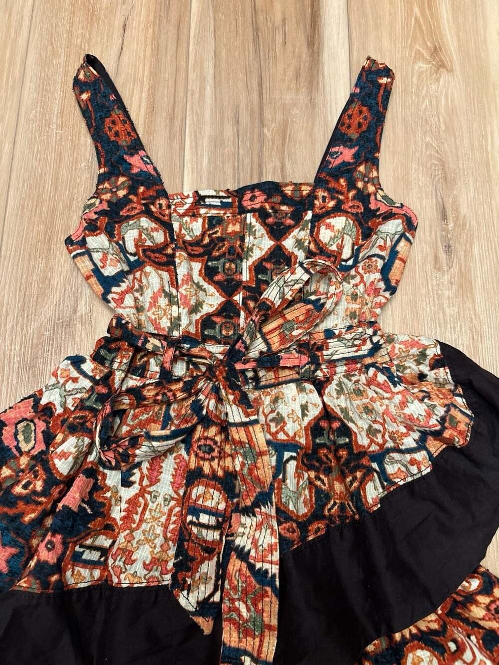 Anthropologie Square Neck Printed Tiered Midi Dress XS - Picture 2 of 5